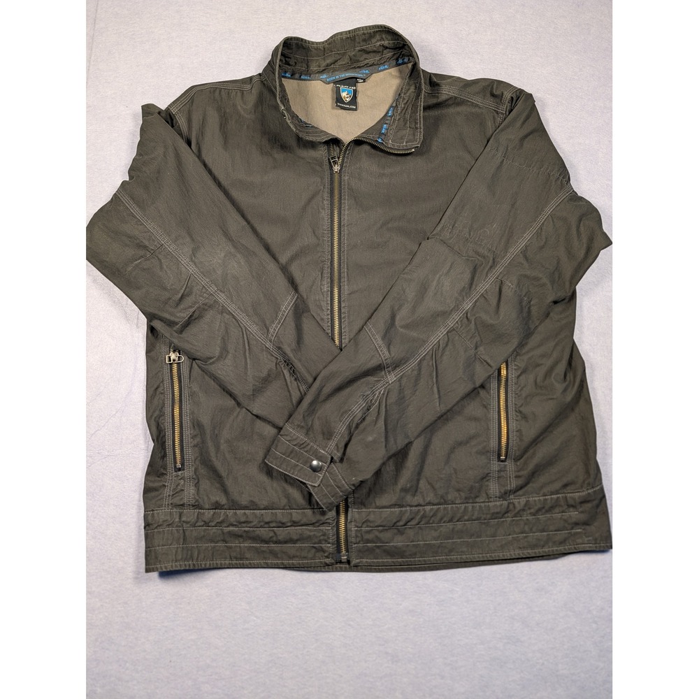 KUHL Canvas Jacket Men XL Gray Full Zip Outdoor Hiking Excellent